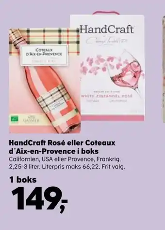 SuperBrugsen HandCraft Rosé eller Coteaux d'Aix-en-Provence i boks tilbud