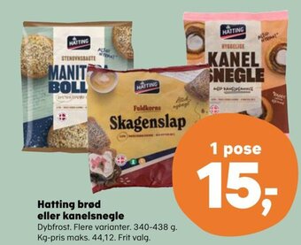 SuperBrugsen Hatting brød eller kanelsnegle tilbud