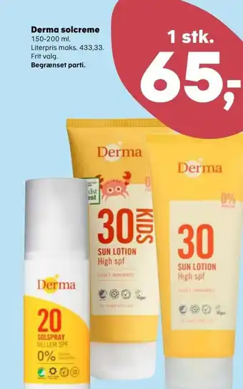 SuperBrugsen Derma solcreme 150-200 ml. tilbud