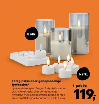 LED glaslys eller genopladelige fyrfadslys*
