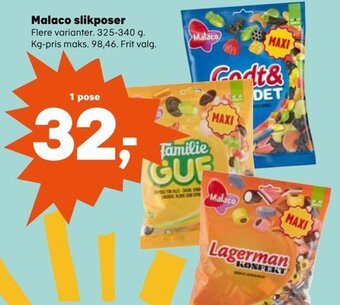 SuperBrugsen Malaco slikposer tilbud