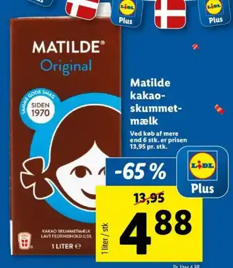 Lidl Matilde Kakao-Skummet-Mælk 1 Liter tilbud