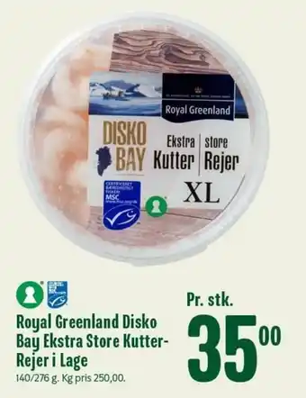 Min Købmand Royal Greenland Disko Bay Ekstra Store Kutter Rejer I Lage 140/276 g tilbud