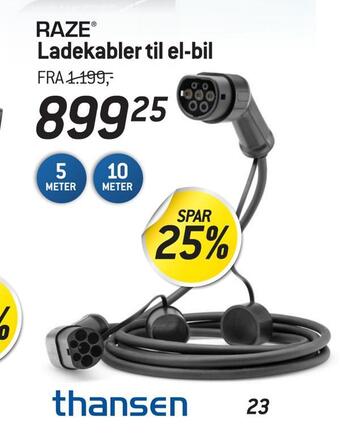 Thansen Ladekabler til el-bil tilbud