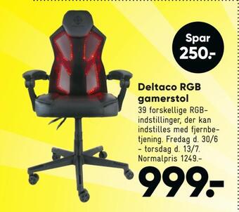 Bilka Deltaco rgb gamerstol tilbud
