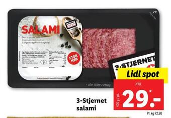 Lidl 3-stjernet salami tilbud