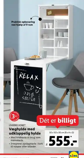 Lidl Væghylde med udklappelig hylde tilbud