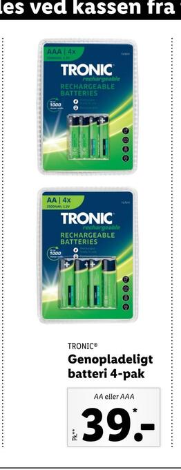 Lidl Genopladeligt batteri 4-pak tilbud