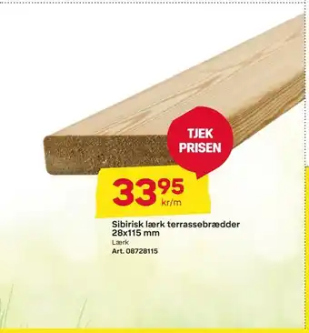 Byggmax Sibirisk lærk terrassebrædder 28x115 mm tilbud
