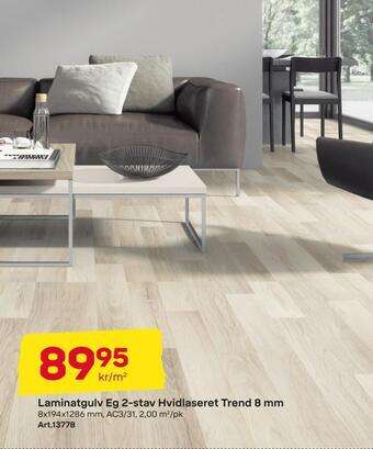 Byggmax Laminatgulv eg 2-stav hvidlaseret trend 8 mm tilbud