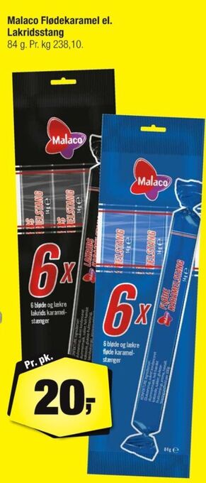Calle Malaco karamelstænger fløde tilbud