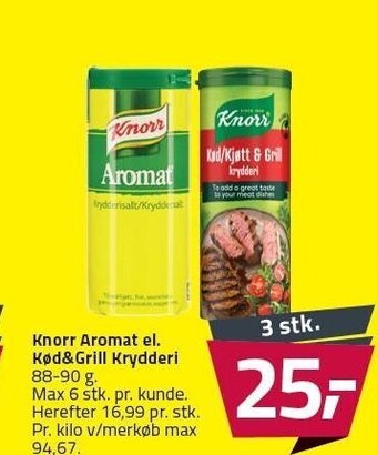 Fleggaard Knorr aromat el. kød&grill krydderi - 3 stk. tilbud