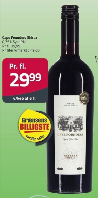 Fleggaard Cape founders shiraz - v/køb af 6 fl. tilbud