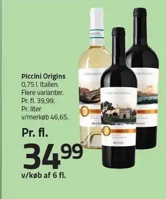 Fleggaard Piccini origins - v/køb af 6 fl. tilbud