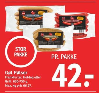 SPAR Gøl pølser tilbud