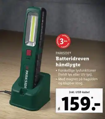 Lidl Parkside batteridreven håndlygte tilbud