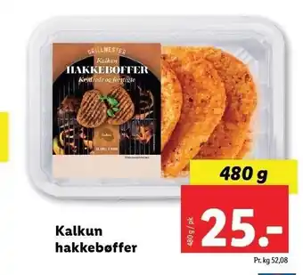 Lidl Kalkun hakkebøffer 480 g tilbud