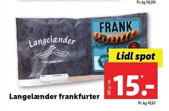 Lidl Langelænder frankfurter tilbud