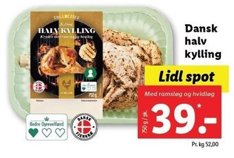 Lidl Dansk halv kylling tilbud