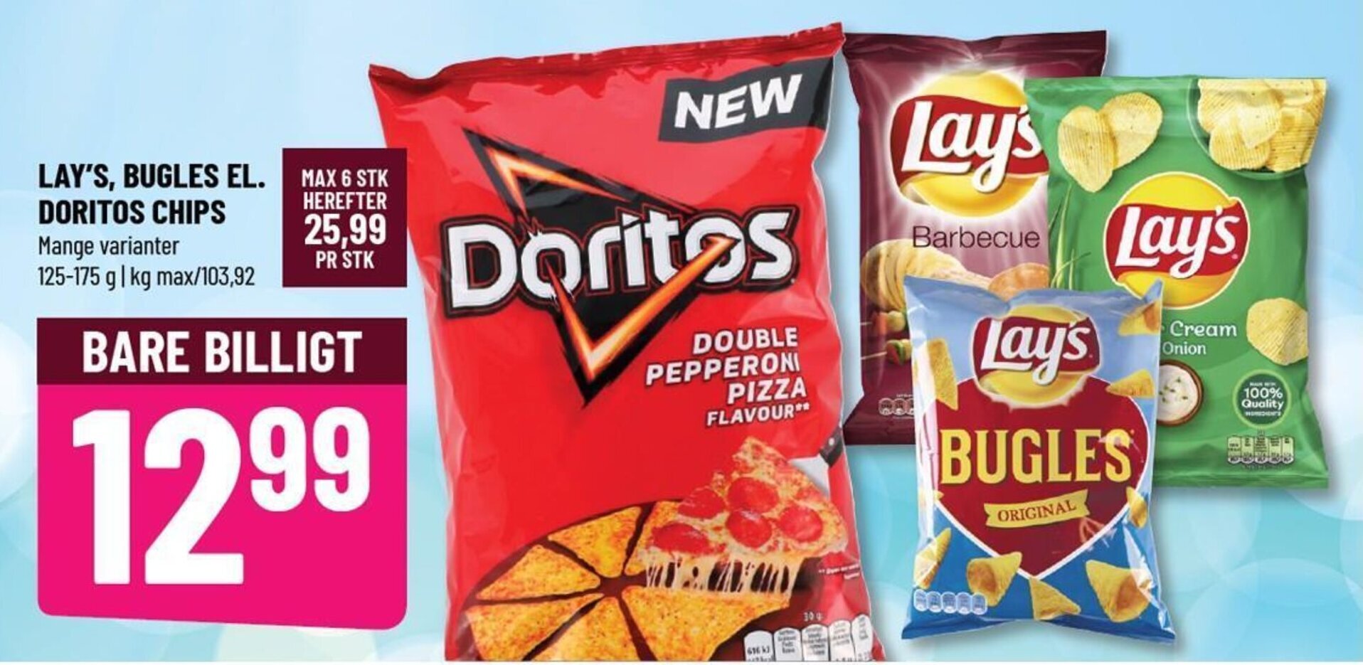 LAY'S, BUGLES EL. DORITOS CHIPS tilbud hos Løvbjerg