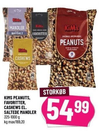Løvbjerg KIMS PEANUTS, FAVORITTER, CASHEWS EL. SALTEDE MANDLER tilbud