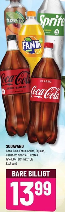 Løvbjerg SODAVAND Coca-Cola, Fanta, Sprite, Squash, Carlsberg Sport el. Fuzetea tilbud