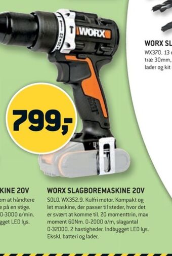 XL-BYG Worx professional slagboremaskine tilbud