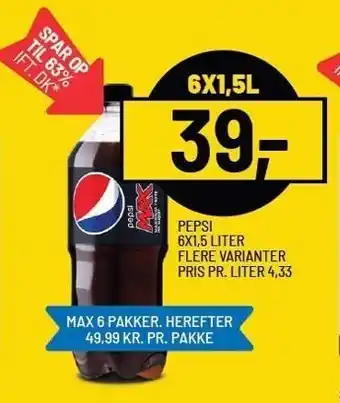 Priss Pepsi 6x1,5l tilbud