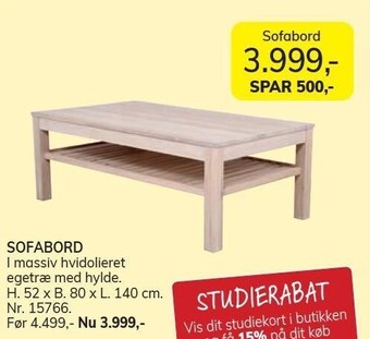 Daells Bolighus Sofabord tilbud