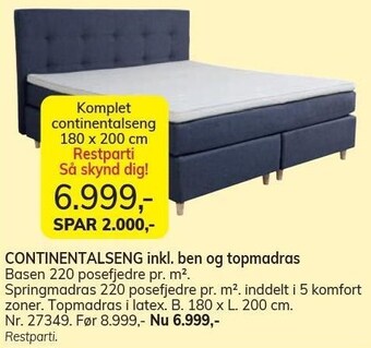 Daells Bolighus Continentalseng inkl. ben og topmadras tilbud