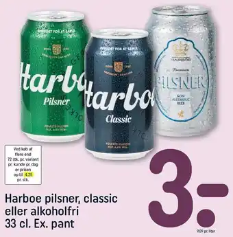 REMA 1000 Harboe pilsner, classic el. alkoholfri tilbud
