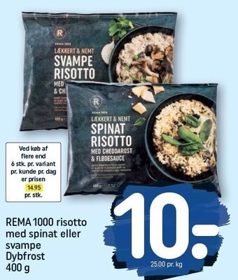 REMA 1000 Rema 1000 risotto med spinat eller svampe tilbud
