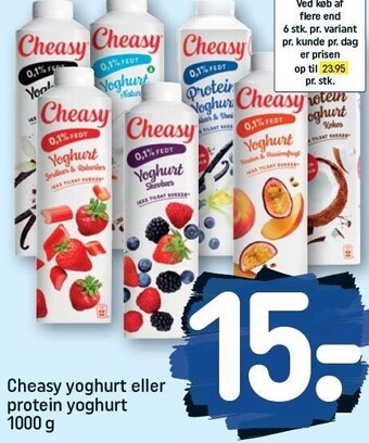 REMA 1000 Cheasy yoghurt eller protein yoghurt tilbud
