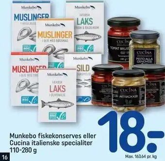 REMA 1000 Munkebo fiskekonserves eller cucina italienske specialiteter tilbud