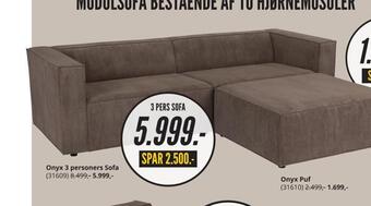 My Home Onyx 3 personers sofa tilbud