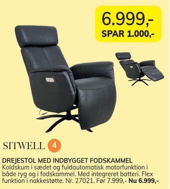 Daells Bolighus Drejestol med indbygget fodskammel tilbud