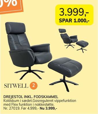 Daells Bolighus Drejestol inkl. fodskammel tilbud