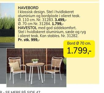 Daells Bolighus Havebord tilbud