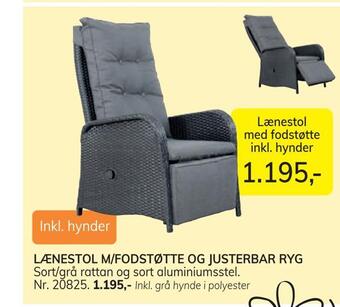Daells Bolighus Lænestol m/fodstøtte og justerbar ryg tilbud