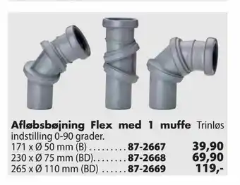 Afløbsbøjning Flex med 1 muffe