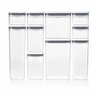 Oxo good grips pop opbevaringsboks - 10 stk. - 0,4-4,2 liter - abs/pom/san/pp-plastik/rustfrit stål/silikone - klar/hvid