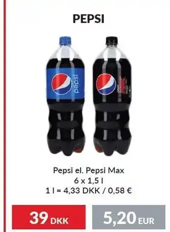 Nielsen's Discount Pepsi el. pepsi max 6x1,5 l. tilbud