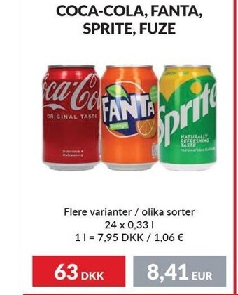 Nielsen's Discount Coca-cola, fanta, sprite, fuze 24x0,33 l. tilbud