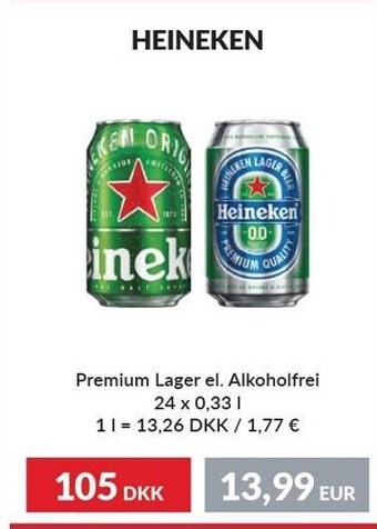 Nielsen's Discount Heineken premium lager el. alkoholfrei 24x0,33 l. tilbud