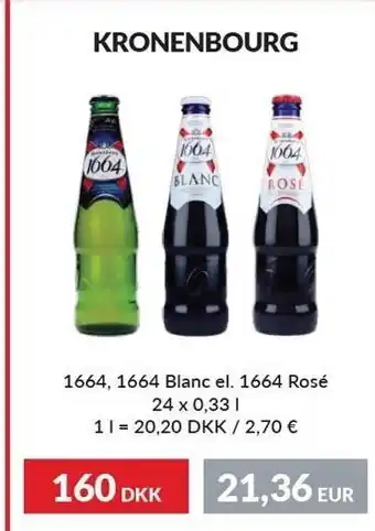 Nielsen's Discount Kronenbourg 1664, 1664 blanc el. 1664 rosé 24x0,33 l. tilbud