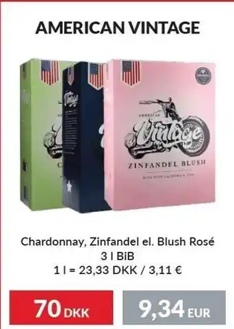 American vintage chardonnay, zinfandel el. blush rosé 3 l.