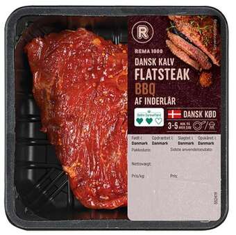 REMA 1000 Kalve flatsteak m. bbq, 0.5 kg tilbud