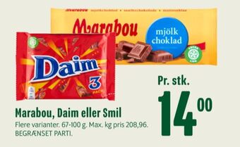 Min Købmand Marabou chokoladeplade mjölk choklad tilbud
