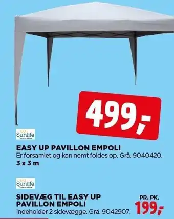 jem & fix Sunlife easy up pavillon empoli eller sidevæg til easy up pavillon empoli tilbud