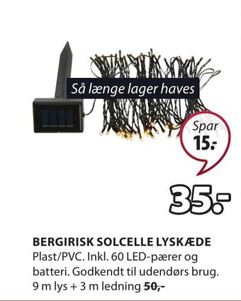 JYSK BERGIRISK SOLCELLE LYSKÆDE tilbud